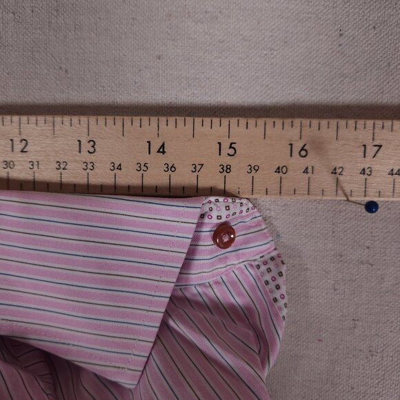 Hammer Made Button Shirt Mens Label 39/15.5 Long Sleeve Striped Pink Business - Picture 7 of 14